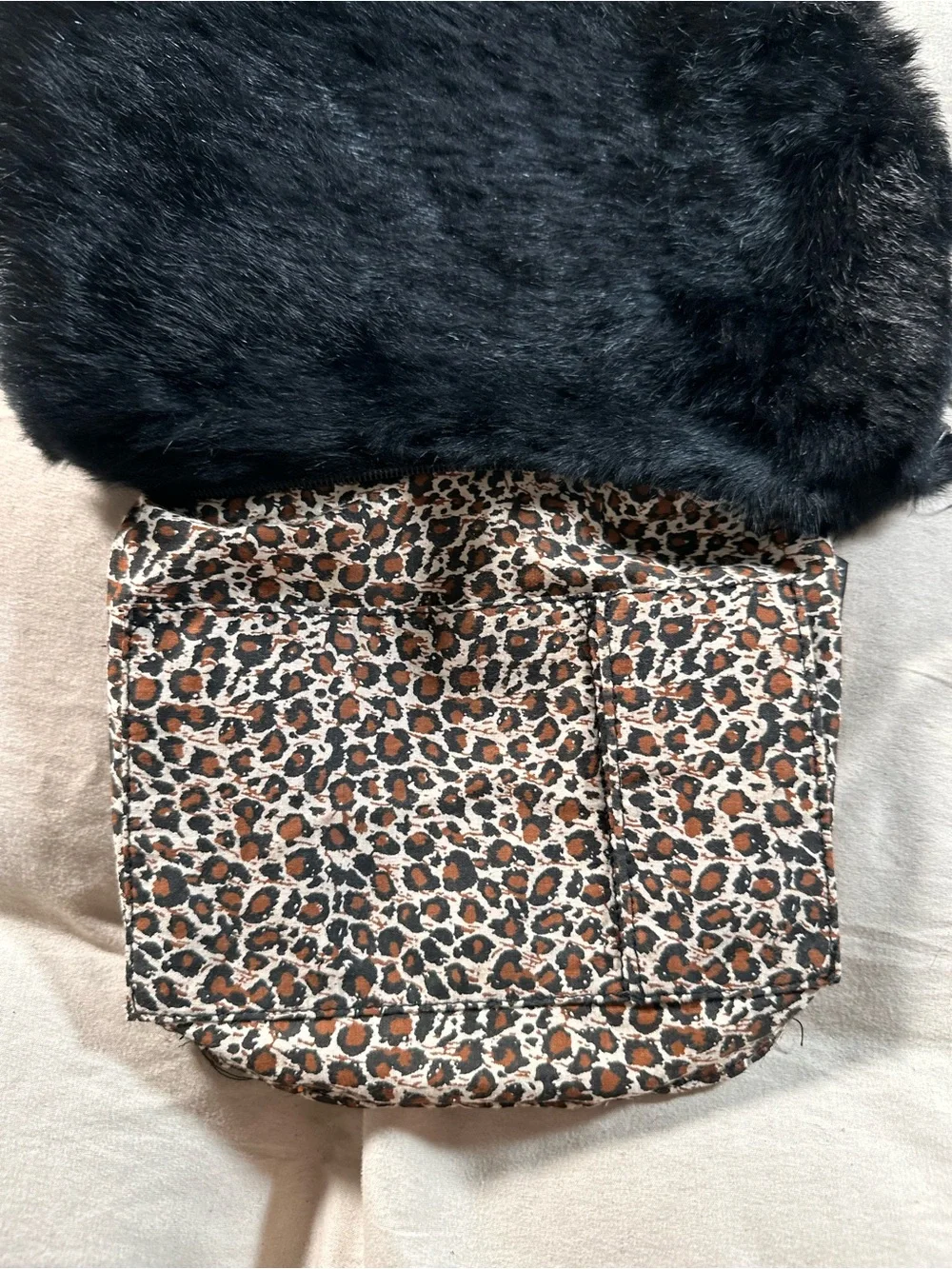 Express Black Genuine Rabbit Fur Small Retro Chic Boho Purse Handbag Y2K Grunge